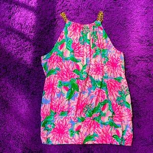 Like New Lilly Pulitzer pink/green floral halter top size L!!!
